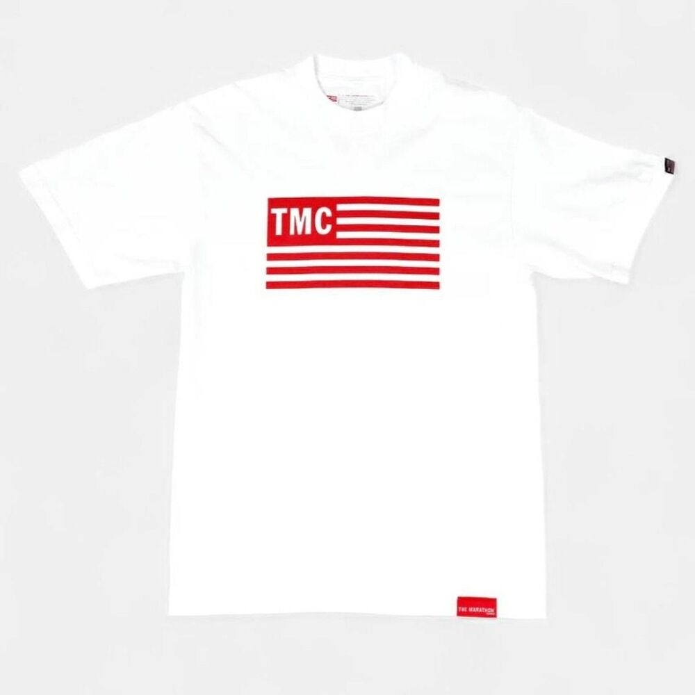 The Marathon Clothing TMC Flag Graphic Tee Nipsey Hussle White Red Size S
